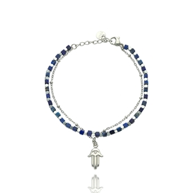 Obrazek Bransoletka ze stali z lapisem lazuli B99500a