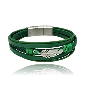 Obrázok pre výrobcu Bransoletka męska ze stali i skóry BM99546